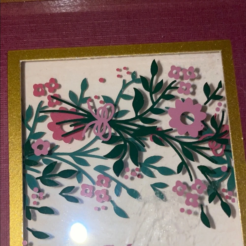 Floral Art in Gold and Pink Frame